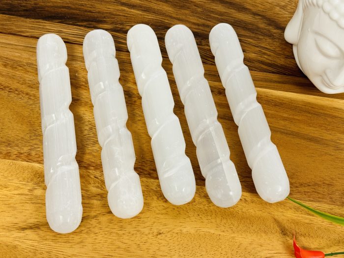 Selenite Twisted Massage Wand | Crystal Healing Wand | Soothing & Calming Massage | Healing Tool | Stress Reliever | Pain Reliever