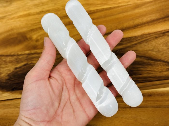 Selenite Twisted Massage Wand | Crystal Healing Wand | Soothing & Calming Massage | Healing Tool | Stress Reliever | Pain Reliever