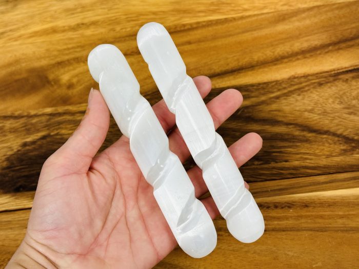 Selenite Twisted Massage Wand | Crystal Healing Wand | Soothing & Calming Massage | Healing Tool | Stress Reliever | Pain Reliever