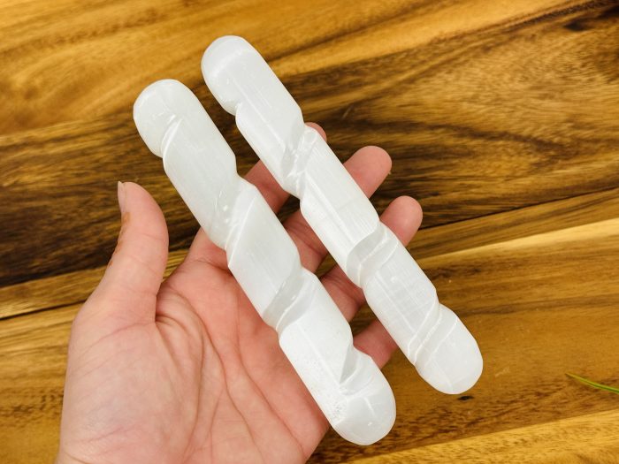 Selenite Twisted Massage Wand | Crystal Healing Wand | Soothing & Calming Massage | Healing Tool | Stress Reliever | Pain Reliever