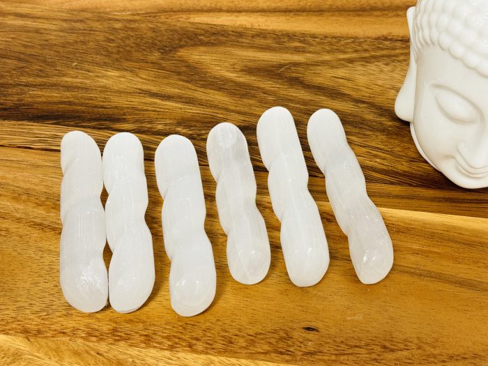 Selenite Twisted Massage Wand | Crystal Healing Wand | Soothing & Calming Massage | Healing Tool | Stress Reliever | Pain Reliever