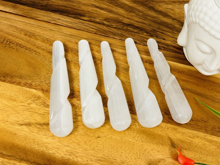 Polished Selenite Massage Wand | Soothing & Calming Massage Therapy | Spa Massage wand | Stress Reliever | Pain Reliever | Reiki | 5 inch