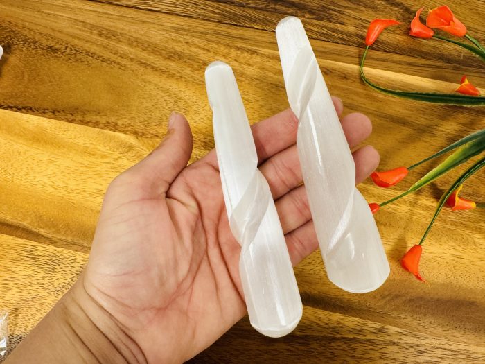 Polished Selenite Massage Wand | Soothing & Calming Massage Therapy | Spa Massage wand | Stress Reliever | Pain Reliever | Reiki | 5 inch