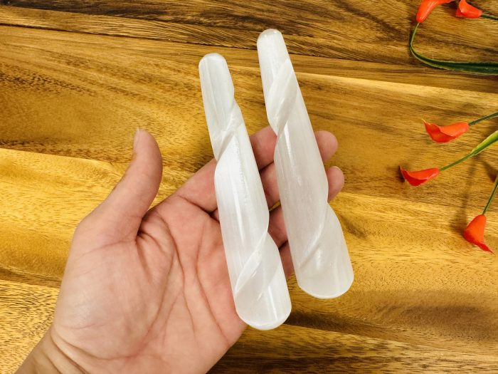 Polished Selenite Massage Wand | Soothing & Calming Massage Therapy | Spa Massage wand | Stress Reliever | Pain Reliever | Reiki | 5 inch