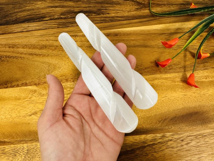 Polished Selenite Massage Wand | Soothing & Calming Massage Therapy | Spa Massage wand | Stress Reliever | Pain Reliever | Reiki | 5 inch