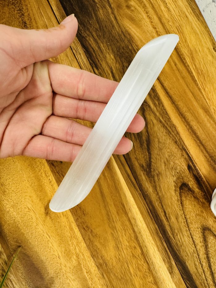 Selenite Massage Wand | Crystal Healing Wand | Soothing & Calming Massage | Spa Massage Wand | Stress Reliever | Healing Tool | 6 inch