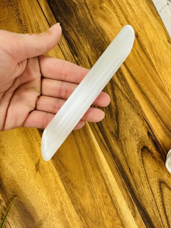 Selenite Massage Wand | Crystal Healing Wand | Soothing & Calming Massage | Spa Massage Wand | Stress Reliever | Healing Tool | 6 inch