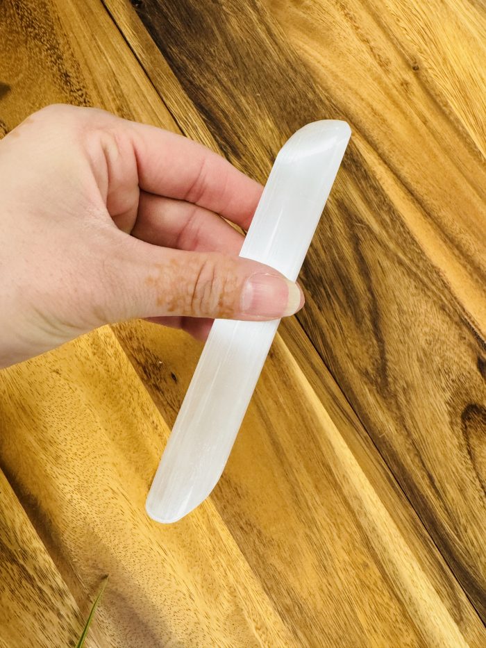 Selenite Massage Wand | Crystal Healing Wand | Soothing & Calming Massage | Spa Massage Wand | Stress Reliever | Healing Tool | 6 inch