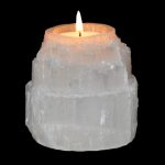 Natural Selenite Tower Shape Candle Holder