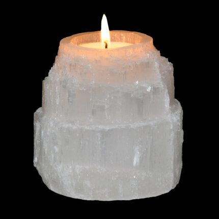 Natural Selenite Tower Shape Candle Holder