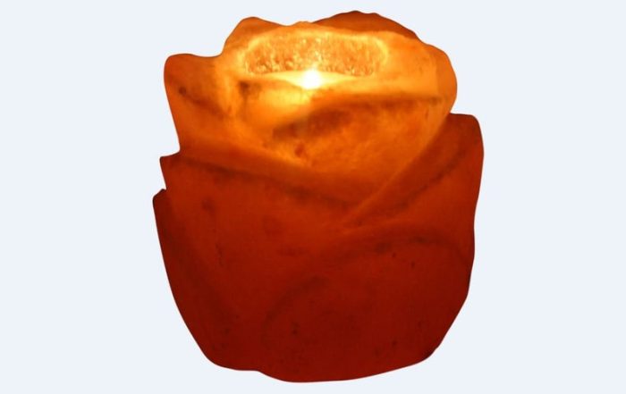 Himalayan Salt Rose Flower Shape Tealight Candle Holder | Authentic | Home Decor | Soothing and Calming Effects | 3.5" Height