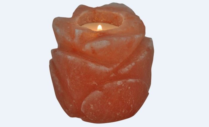 Himalayan Salt Rose Flower Shape Tealight Candle Holder | Authentic | Home Decor | Soothing and Calming Effects | 3.5" Height