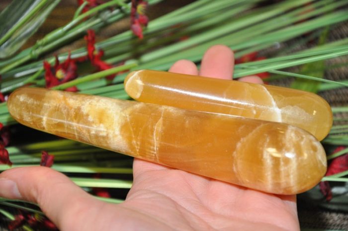 Honey Citrine Calcite Massage Wand | Crystal Healing Wand | Soothing & Calming Massage | Spa Massage Wand | Stress Reliever | Healing Tool