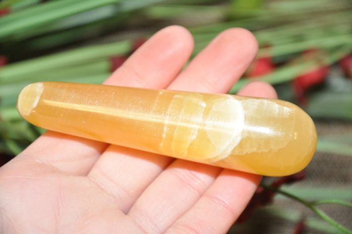 Honey Citrine Calcite Massage Wand | Crystal Healing Wand | Soothing & Calming Massage | Spa Massage Wand | Stress Reliever | Healing Tool