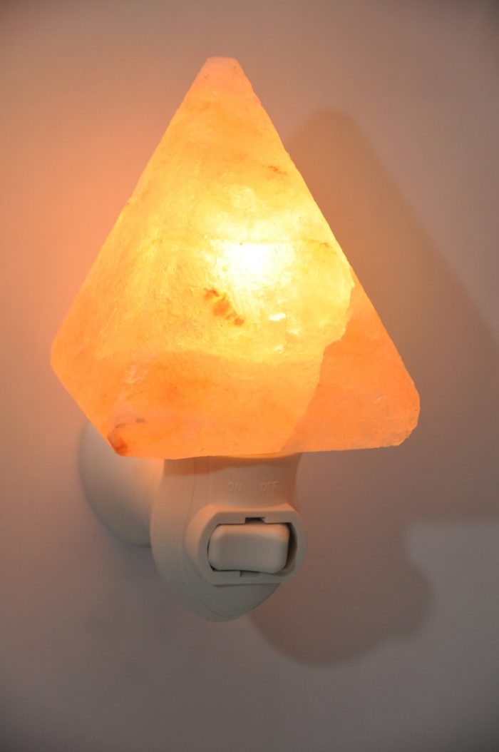 Himalayan Pink Salt Pyramid Shape Night Light | Hand Carved Wall Lamp | Air Purifying Night light | Plug In Night Light | On & Off Switch