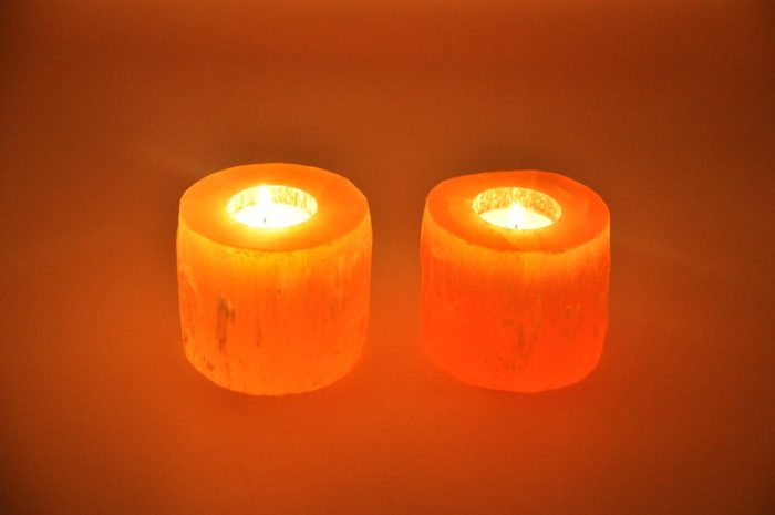 Orange Selenite Tealight Candle Holder | Authentic and Handmade | Beautiful Decor | Soothing & Calming Effects | 3.5" Height