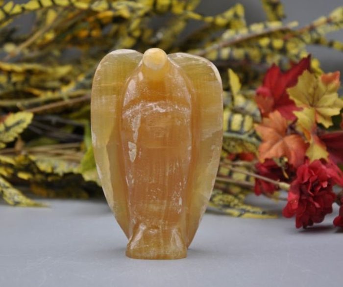 Honey Citrine Angel | Citrine Calcite Angel | Crystal Figurine | Standing Statuette | Handmade | Metaphysical Healing Calcite