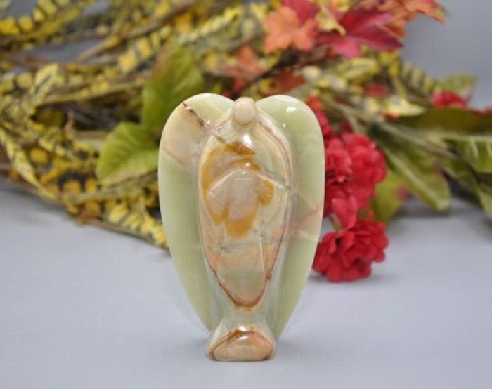 Multi Green Banded Onyx Angel | Green Onyx Crystal Angel | Crystal Figurine | Standing Statuette | Handmade | Angelic Reiki | Metaphysical