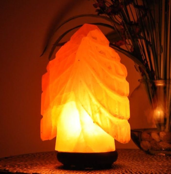 Himalayan Pink Salt Christmas Tree Shape Lamp, Authentic, Dimmer Switch, Wood Base, Night Light, Home Decor, 9" Height