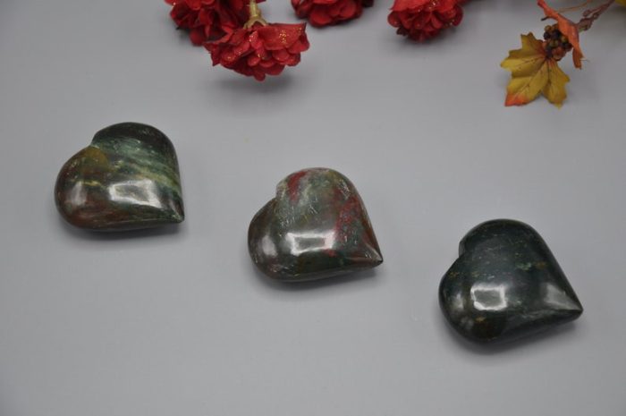 Bloodstone Heart Stone | Heliotrope Stone | Bloodstone Jasper Heart | Gemstone Heart | Stress Reliever Crystal | Healing Heart Chakra