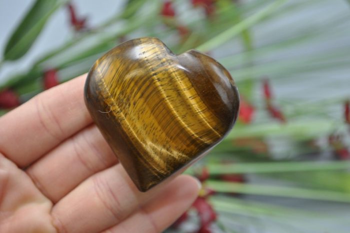 Tigers Eye Crystal Heart | Tiger Eye Crystal Stone | Tiger Eye Hand Carved Stone | Good Luck Charm Stone | Stone of Protection