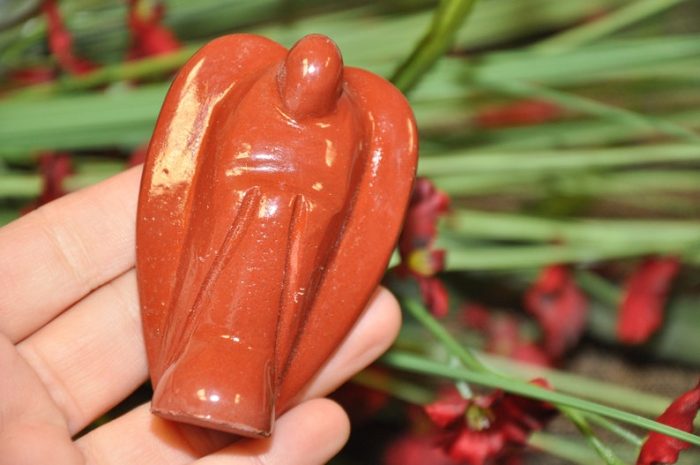 Red Jasper Angel | Crystal Angel | Crystal Figurine | Standing Statuette | Handmade | Angelic Reiki | Metaphysical l Healing Crystal