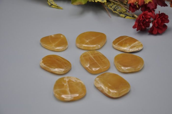 Citrine Calcite Smooth Stone | Honey Calcite Smooth Stone | Palm Stone | Massage Stone | Healing Crystals | Metaphysical | Stress Reliever