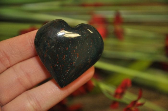 Bloodstone Heart Stone | Heliotrope Stone | Bloodstone Jasper Heart | Gemstone Heart | Stress Reliever Crystal | Healing Heart Chakra