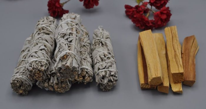 Set of White Sage and Palo Santo | Home Smudging | Sacred and Holy Herb and Wood Stick | Cleanse Your Home and Aura | 4 inch