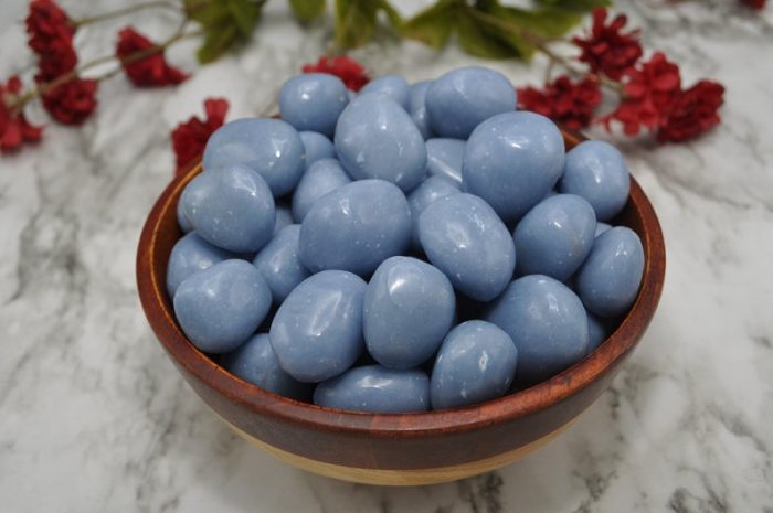 Blue Angelite Tumbled Stones