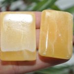 Orange Calcite Rectangular Shape Smooth Stone | Yellow Calcite Pocket Stones | Handmade Palm Stones | Chakra | Healing Gemstone