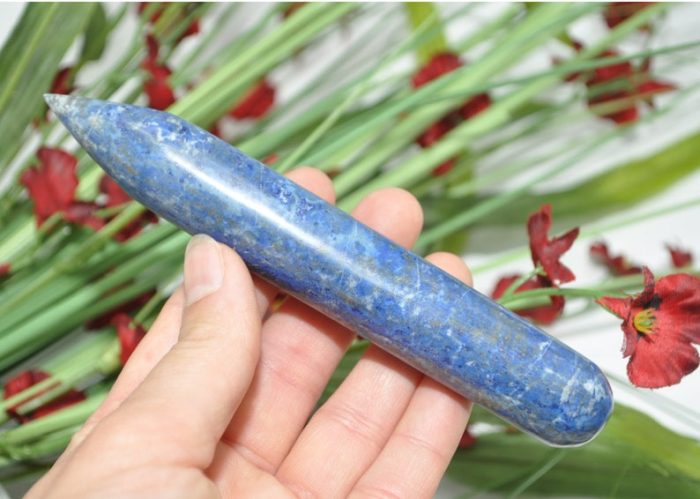 Lapis Lazuli Pencil Massage Wand | Crystal Healing Pointer | Massage Wand | Soothing & Calming | Stress Reliever | Healing Tool | 6 inch