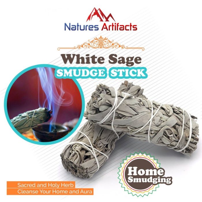 White Sage Smudge Stick | White Sage Sacred Salvia | Home Smudging | Sacred and Holy Herb | Cleanse Your Home and Aura | Sage 4 inch Stick