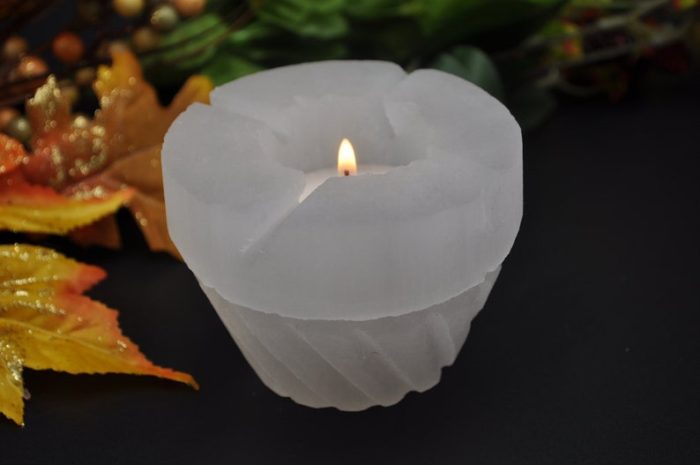 Selenite Tealight Candle Holder | Authentic and Handmade | Home Decor | Soothing & Calming Effects | Holiday Gift