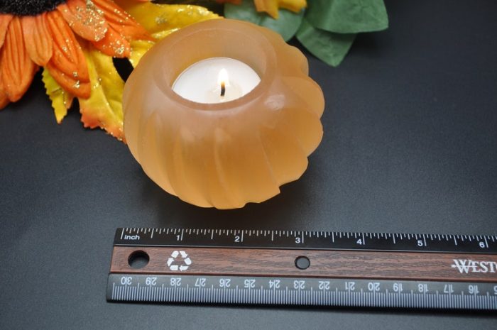 Orange Selenite Tealight Candle Holder | Authentic and Handmade | Home Decor | Soothing & Calming Effects | Holiday Gift