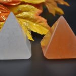 Set of 2 Orange & White Selenite Pyramid | Polished Selenite Pointer | Chakra Reiki | Cleansing and Balance | Meditation