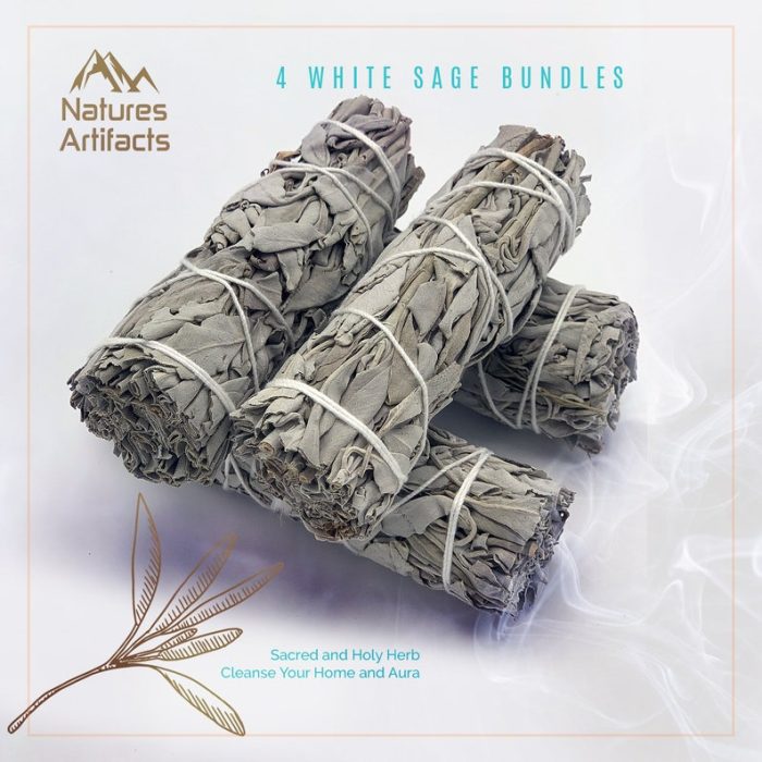 White Sage Smudge Stick | White Sage Sacred Salvia | Home Smudging | Sacred and Holy Herb | Cleanse Your Home and Aura | Sage 4 inch Stick