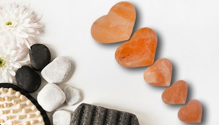 Set of 3 Himalayan Pink Salt Heart Shape Massage Stone | Therapy Stone | Natural Healing | Safe for Skin | Stress Reliever