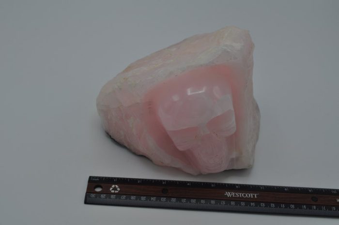 Florescent Rose Pink Mangano Calcite Cave Skull | Crystal Skull | Realistic Details | Handmade Crystal | Healing Fine Art Sculpture