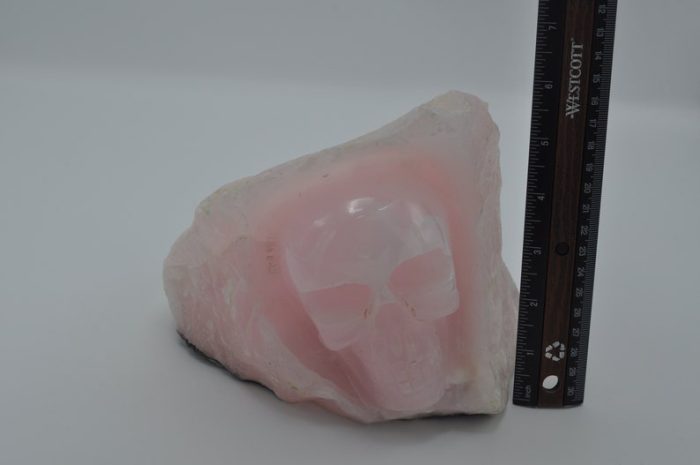 Florescent Rose Pink Mangano Calcite Cave Skull | Crystal Skull | Realistic Details | Handmade Crystal | Healing Fine Art Sculpture