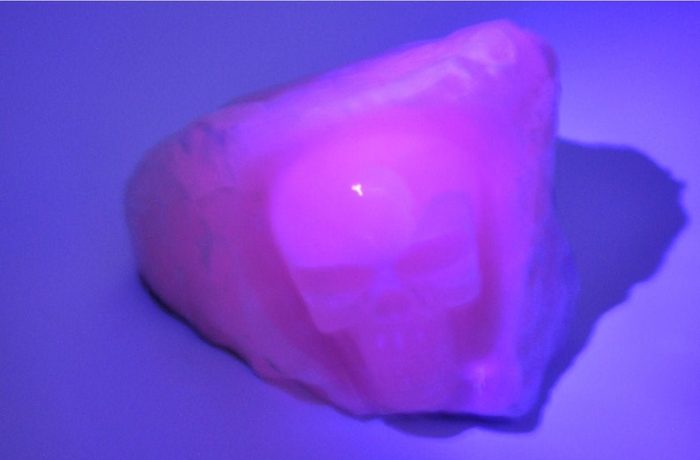 Florescent Rose Pink Mangano Calcite Cave Skull | Crystal Skull | Realistic Details | Handmade Crystal | Healing Fine Art Sculpture