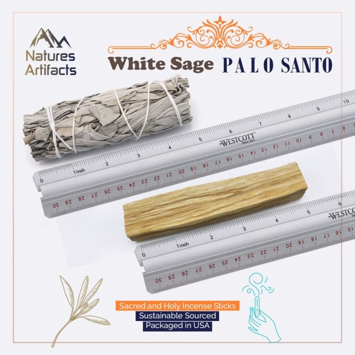 2 California White Sage & 3 Palo Santo Incense Sticks, Smudge Kit, Sustainably Sourced, Premium Quality, Authentic and Sacred, Cleansing