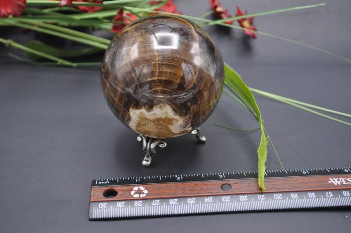 Root Beer Calcite Sphere | Chocolate Calcite Sphere | Realistic Details | Handmade | Crystal Ball | Healing Crystal | Reiki | 3 inch (70 mm)