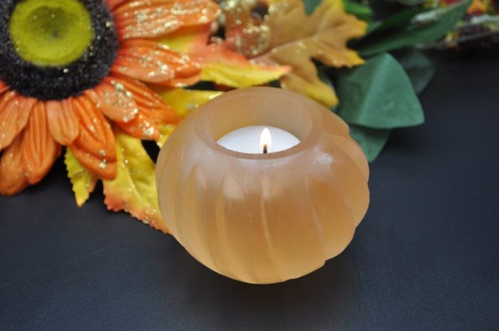 Orange Selenite Tealight Candle Holder | Authentic and Handmade | Home Decor | Soothing & Calming Effects | Holiday Gift