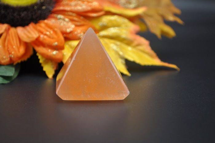 Set of 2 Orange & White Selenite Pyramid | Polished Selenite Pointer | Chakra Reiki | Cleansing and Balance | Meditation