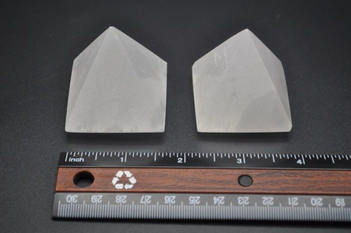 Set of 2 Orange & White Selenite Pyramid | Polished Selenite Pointer | Chakra Reiki | Cleansing and Balance | Meditation