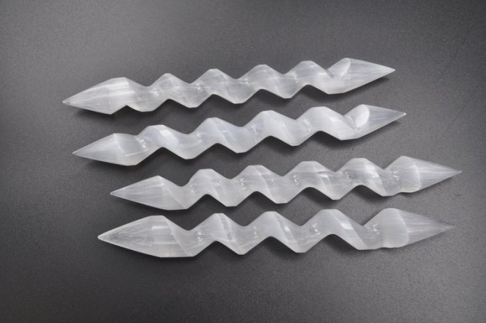 Selenite Spiral Pointer | Crystal Healing Wand | Soothing & Calming Massage | Spa Massage Wand | Stress Reliever | Healing Tool | 6 inch