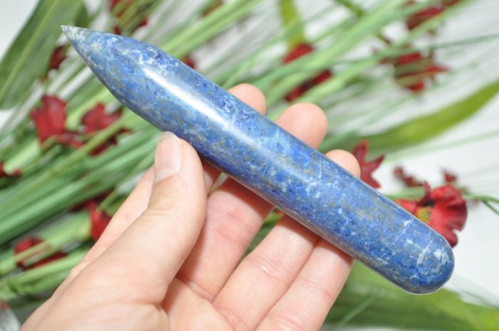 Lapis Lazuli Pencil Massage Wand | Crystal Healing Pointer | Massage Wand | Soothing & Calming | Stress Reliever | Healing Tool | 6 inch