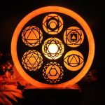 Himalayan Salt Lamp With 7 Chakra Signs Engraved On Wood Sheet, Pink Salt Lamp, Dimmer Switch, Wood Base, Home Decor