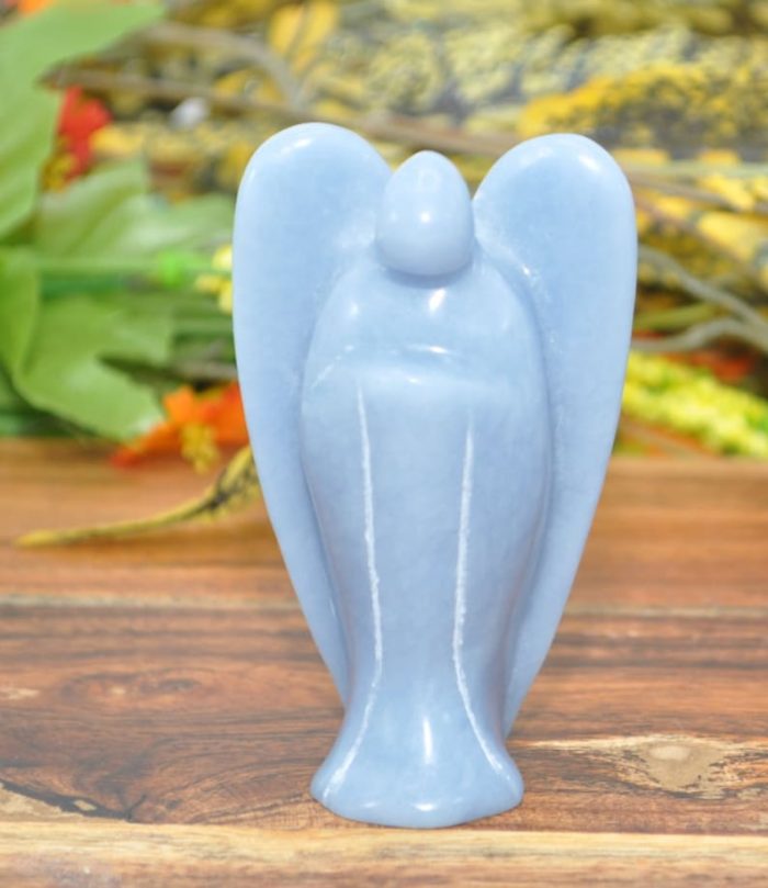 Angelite Crystal Angel | Crystal Figurine | Standing Statuette | Handmade | Angelic Reiki | Metaphysical l Healing Crystal